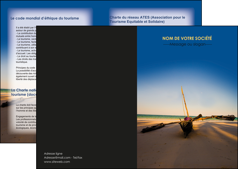personnaliser modele de depliant 2 volets  4 pages  paysage pirogue plage mer MIF39349