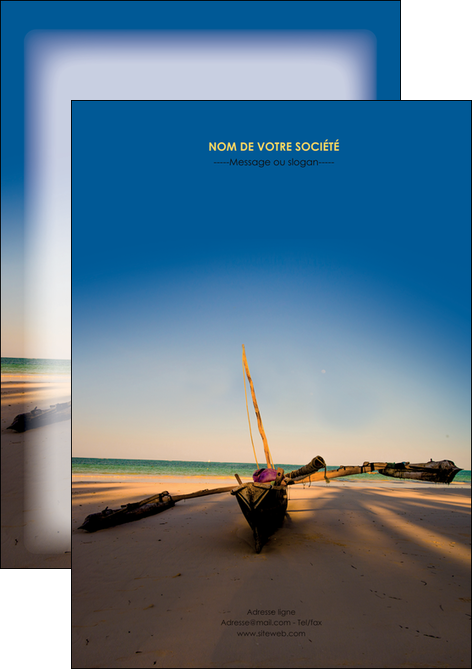 modele flyers paysage pirogue plage mer MIFLU39351