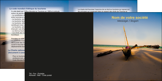 creer modele en ligne depliant 2 volets  4 pages  paysage pirogue plage mer MIFCH39353