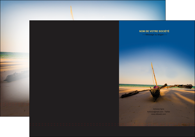 modele pochette a rabat paysage pirogue plage mer MLIGLU39361