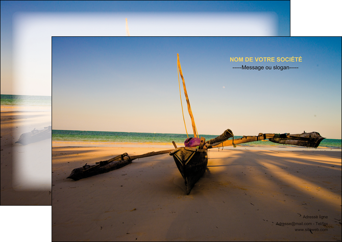 creation graphique en ligne flyers paysage pirogue plage mer MIDCH39367