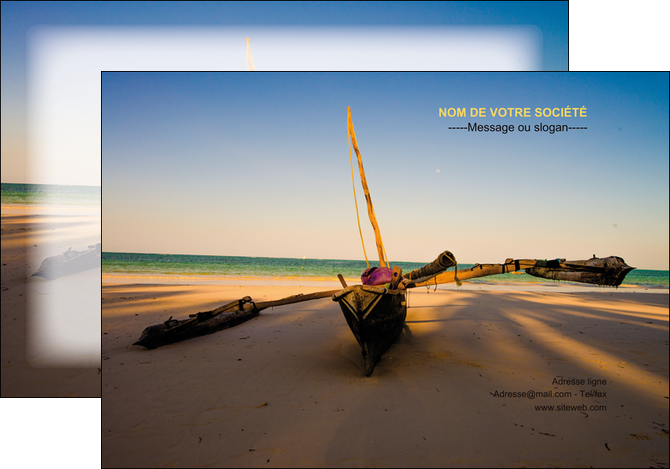 maquette en ligne a personnaliser affiche paysage pirogue plage mer MLIG39371