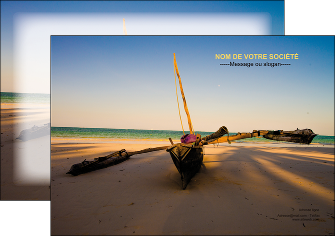 imprimer affiche paysage pirogue plage mer MIFCH39375