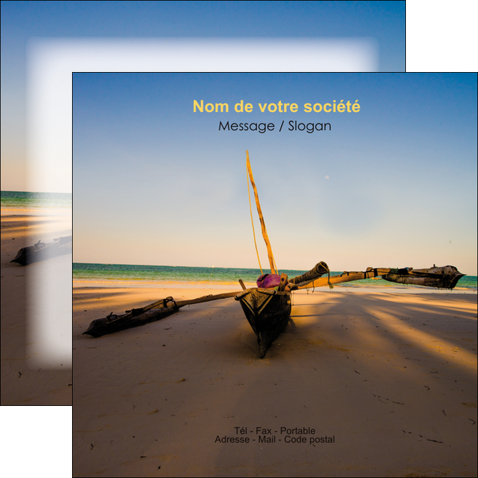 faire modele a imprimer flyers paysage pirogue plage mer MIS39379
