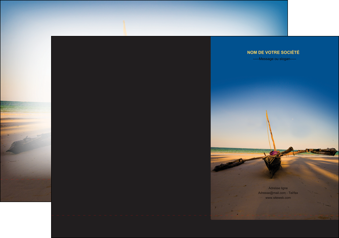 modele en ligne pochette a rabat paysage pirogue plage mer MIS39381