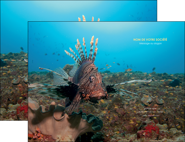 maquette en ligne a personnaliser pochette a rabat animal poissons animal bleu MMIF39589