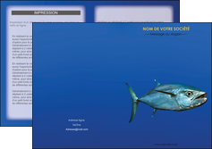maquette en ligne a personnaliser depliant 2 volets  4 pages  animal poissons animal bleu MIF39615