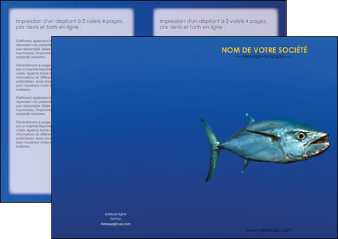 creation graphique en ligne depliant 2 volets  4 pages  animal poissons animal bleu MLGI39627