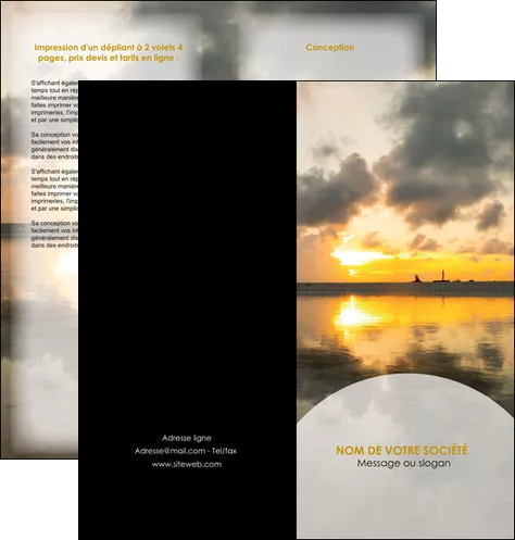 modele en ligne depliant 2 volets  4 pages  sejours couche de soleil plage ile MID40023