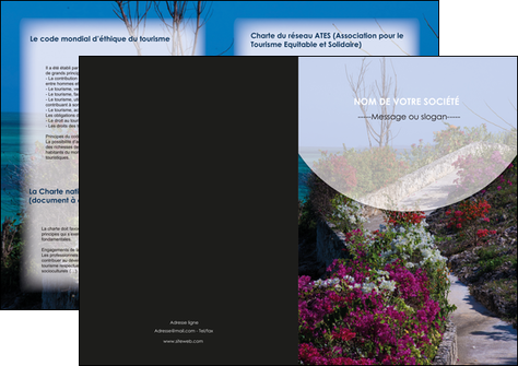 faire depliant 2 volets  4 pages  fleuriste et jardinage allee des fleurs rue des fleurs fond MLGI40057
