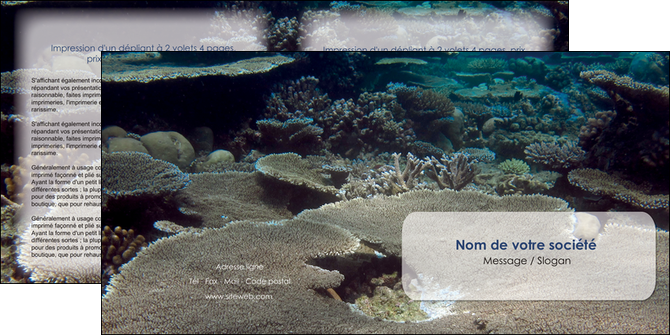 creer modele en ligne depliant 2 volets  4 pages  plongee  massif de corail mer nature MID40633