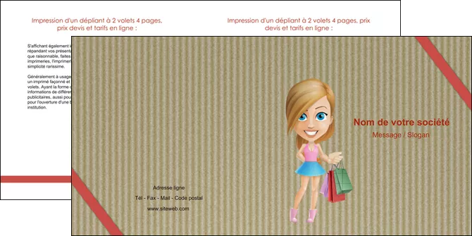 faire depliant 2 volets  4 pages  vetements et accessoires shopping emplette fille MIFCH43611