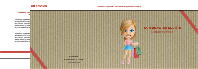 maquette en ligne a personnaliser depliant 2 volets  4 pages  vetements et accessoires shopping emplette fille MIS43625