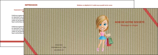 maquette en ligne a personnaliser depliant 2 volets  4 pages  vetements et accessoires shopping emplette fille MIFBE43625