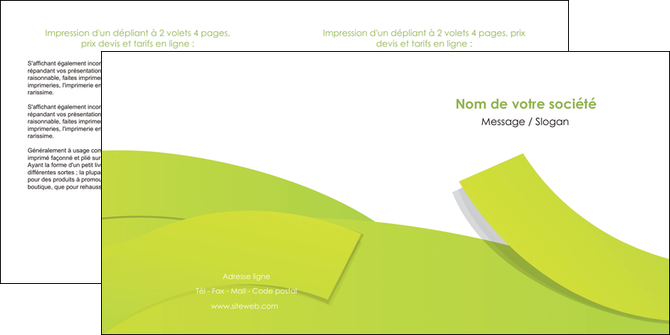 creer modele en ligne depliant 2 volets  4 pages  espaces verts vert vert pastel colore MLIP57259