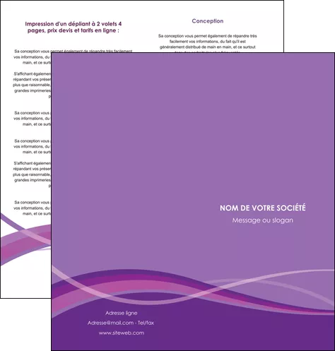 imprimer depliant 2 volets  4 pages  violet fond violet courbes MLGI57803
