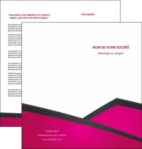 maquette en ligne a personnaliser depliant 2 volets  4 pages  fuchsia gris fond fuchsia MLGI57927