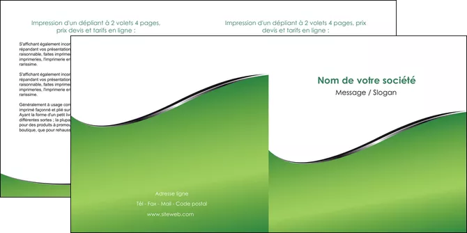 creer modele en ligne depliant 2 volets  4 pages  vert fond vert colore MIF59269