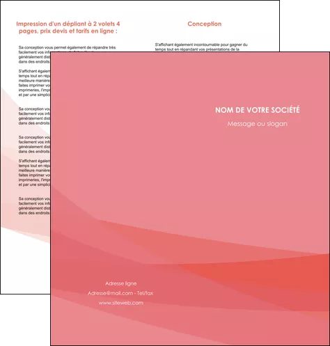 cree depliant 2 volets  4 pages  fond rose pastel sobre MIFCH59329