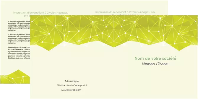 personnaliser modele de depliant 2 volets  4 pages  graphisme vert fond vert colore MLGI60063