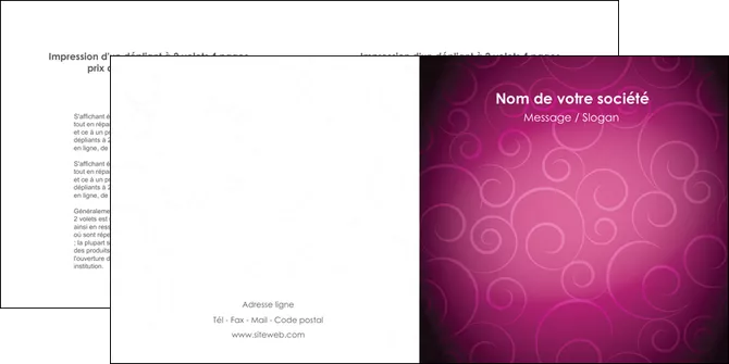 creation graphique en ligne depliant 2 volets  4 pages  fushia rose courbes MLGI61913