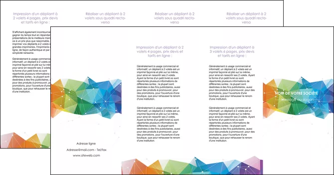 faire depliant 4 volets  8 pages  graphisme arc en ciel bleu abstrait MIFCH62481