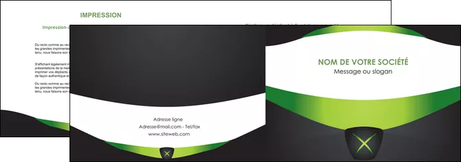 maquette en ligne a personnaliser depliant 2 volets  4 pages  gris vert fond MIFBE64019