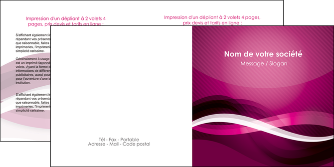modele en ligne depliant 2 volets  4 pages  violet violet fonce couleur MIFCH64545