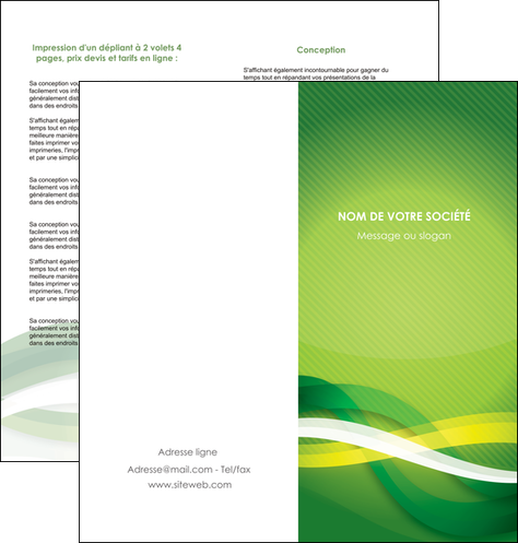 faire depliant 2 volets  4 pages  vert verte fond vert MLGI64761