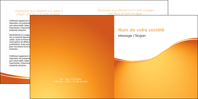 maquette en ligne a personnaliser depliant 2 volets  4 pages  orange fond orange fluide MIS65459