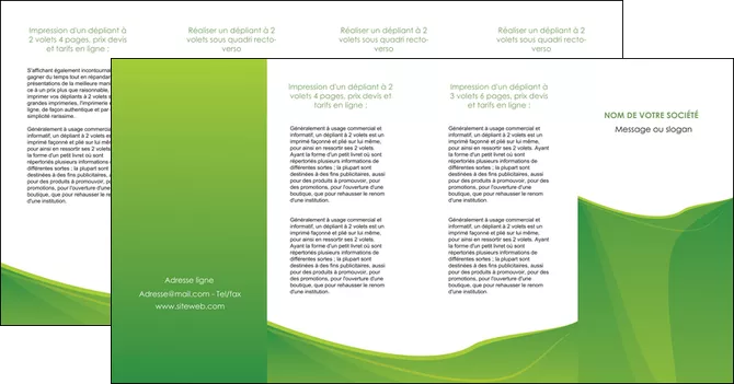 exemple depliant 4 volets  8 pages  espaces verts vert fond vert couleur MLGI67203