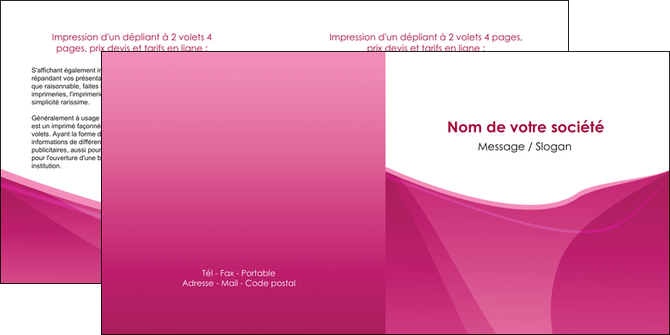 creation graphique en ligne depliant 2 volets  4 pages  rose fushia fonce couleur MLGI67663