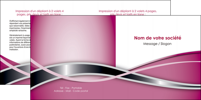 modele depliant 2 volets  4 pages  web design rose rose fushia abstrait MLGI70895