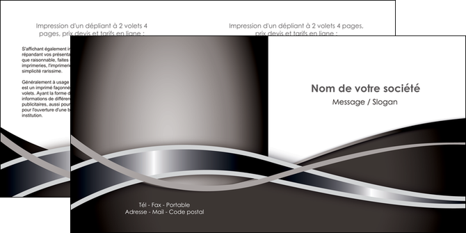 modele depliant 2 volets  4 pages  web design noir fond gris simple MIS70999