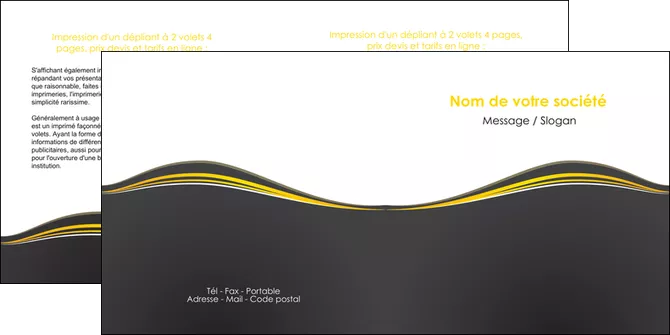 modele depliant 2 volets  4 pages  web design gris gris fonce mat MID71549