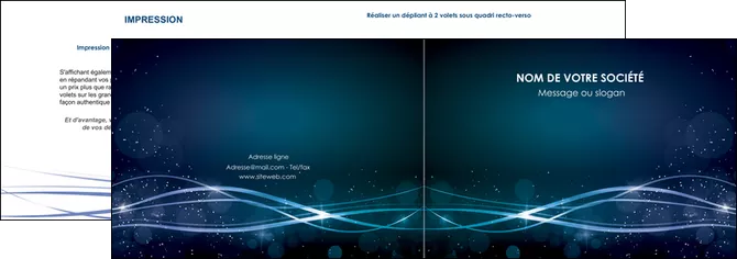 cree depliant 2 volets  4 pages  fond  bleu couleurs froides structure en bleu MLIGLU72347