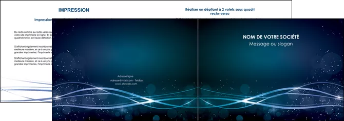 modele depliant 2 volets  4 pages  fond  bleu couleurs froides structure en bleu MLIGLU72349