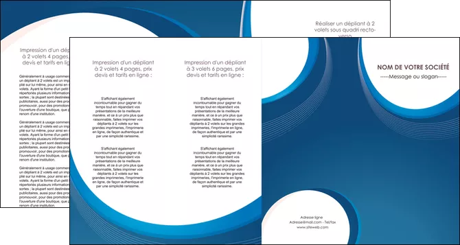 creer modele en ligne depliant 4 volets  8 pages  web design bleu fond bleu couleurs froides MLGI74651