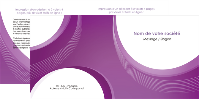 realiser depliant 2 volets  4 pages  web design violet fond violet courbes MID75735