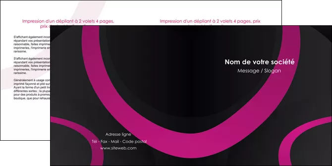 modele en ligne depliant 2 volets  4 pages  web design noir fond noir violet MLGI79011