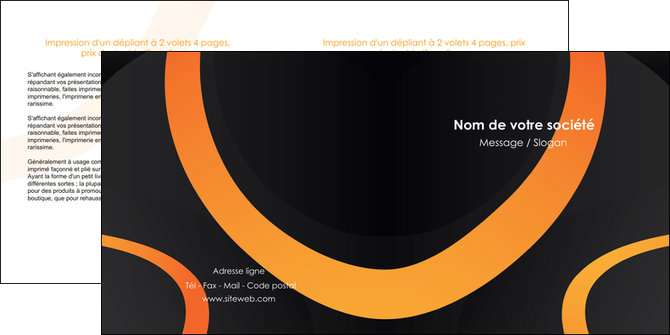 creer modele en ligne depliant 2 volets  4 pages  web design noir orange texture MLIP79115
