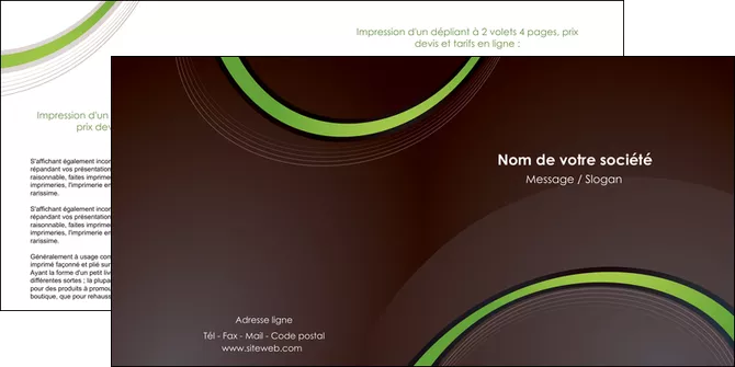 faire modele a imprimer depliant 2 volets  4 pages  web design noir fond noir vert MIFBE79251