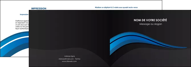 imprimerie depliant 2 volets  4 pages  web design bleu couleurs froides gris MLGI79561