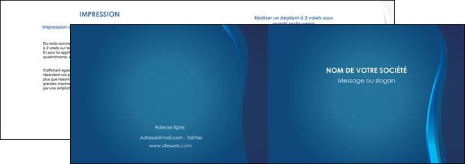 realiser depliant 2 volets  4 pages  web design bleu couleurs froides fond bleu MLGI81601