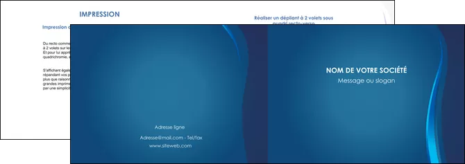 realiser depliant 2 volets  4 pages  web design bleu couleurs froides fond bleu MLGI81601