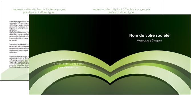 exemple depliant 2 volets  4 pages  web design vert vert fonce texture MIF85733